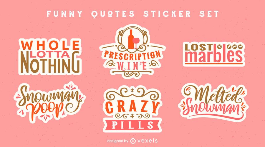 Funny quotes sticker set Funny quotes sticker set