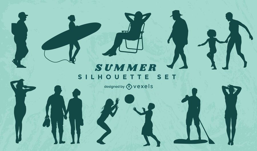 Summer people silhouette set Summer people silhouette set