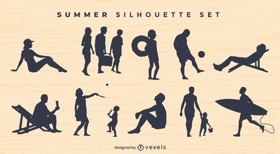 Beach people silhouette set Beach people silhouette set