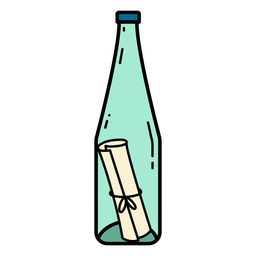 Message in a bottle color stroke PNG Design