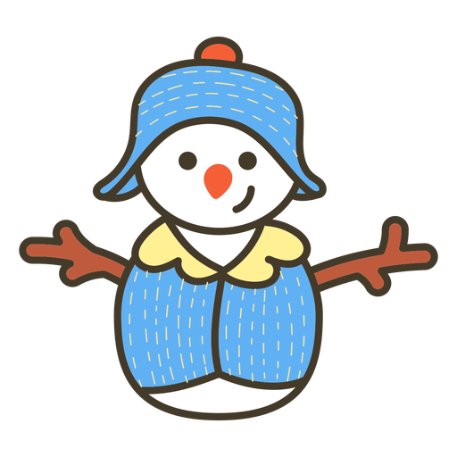 Snowman color stroke PNG Design