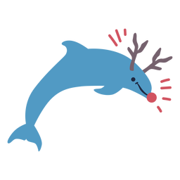 Christmas dolphin flat PNG Design