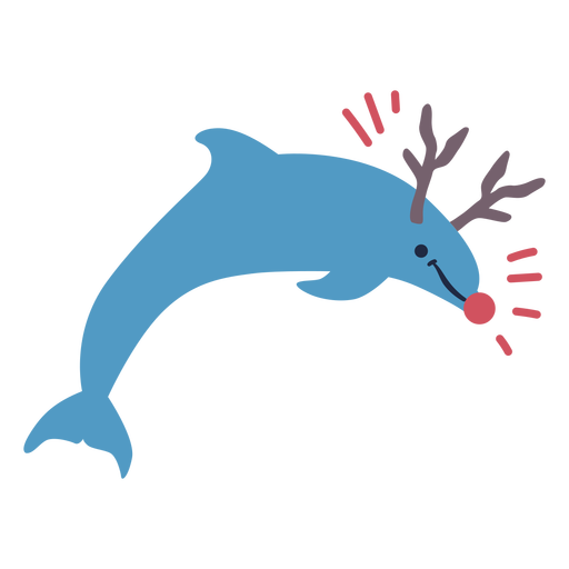 Christmas dolphin flat PNG Design