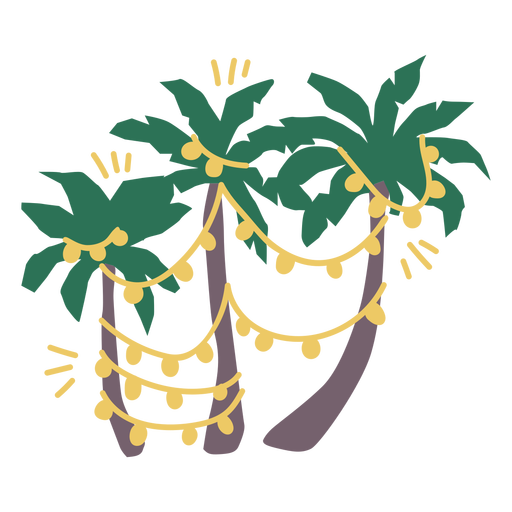 Christmas palm trees flat PNG Design