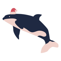 Christmas whale flat PNG Design