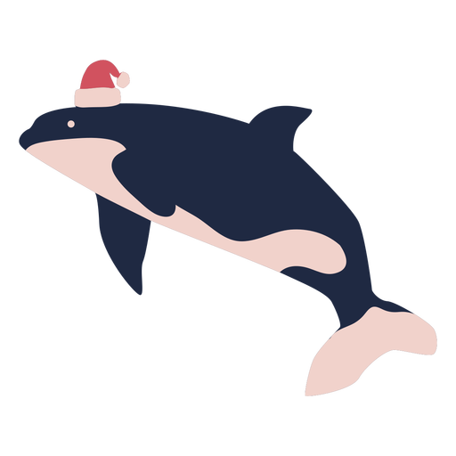 Christmas whale flat PNG Design