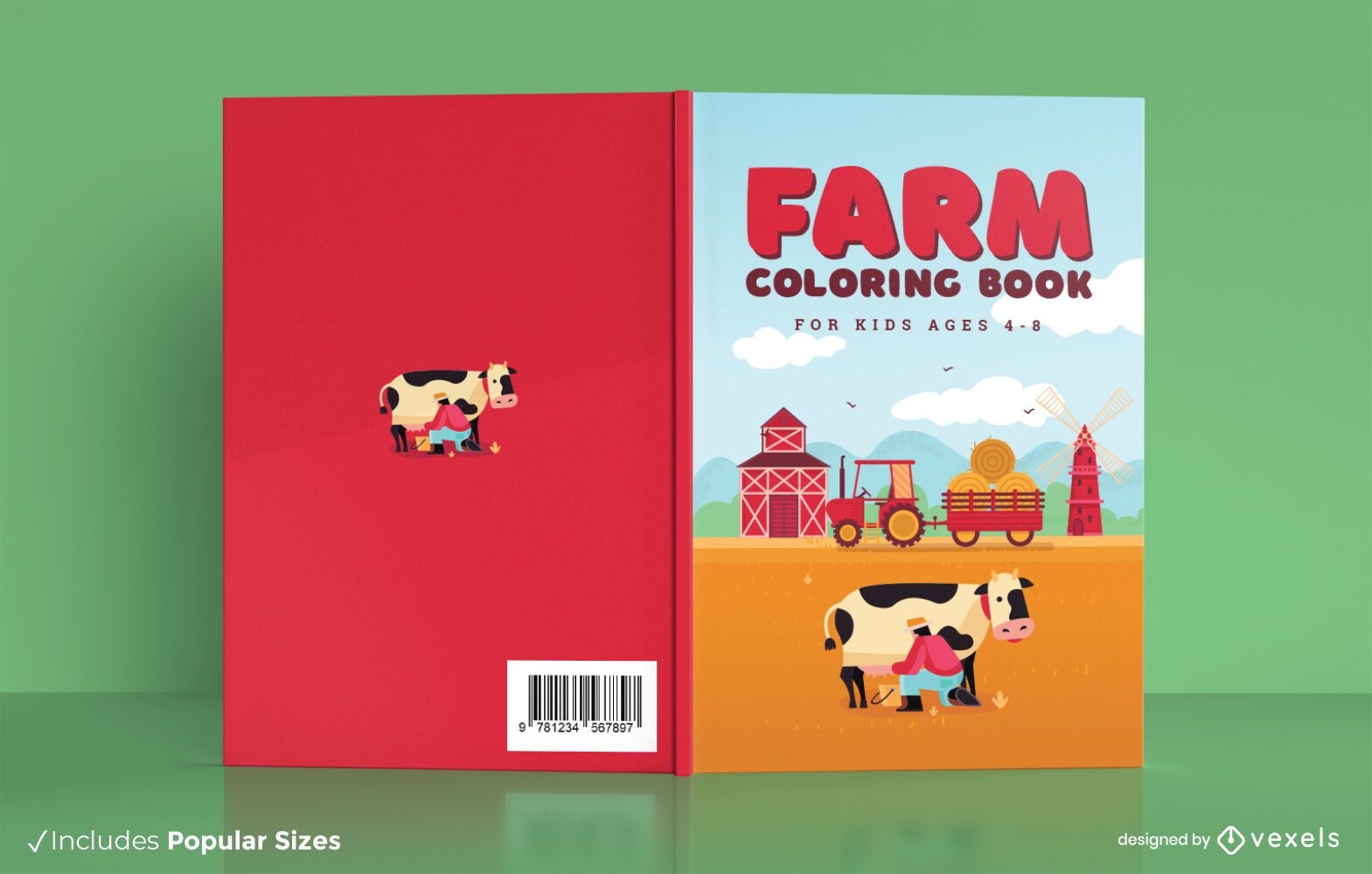 Desenho de capa de livro para colorir de fazenda