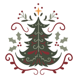 Árvore de Natal ornamental semi plana Transparent PNG