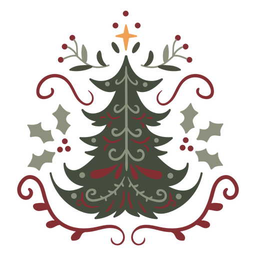 Weihnachtsbaum Ornament Design halb flach PNG-Design