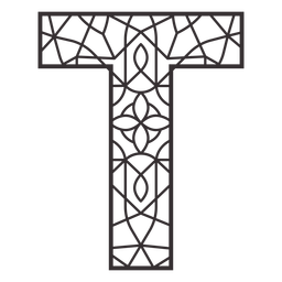 Alphabet letter t stroke mandala PNG Design