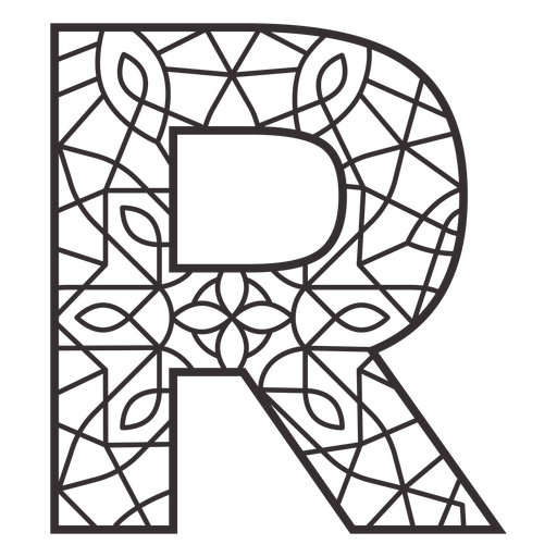 Alphabet letter r stroke mandala - Transparent PNG & SVG vector file