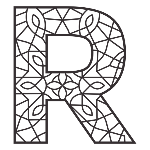Alphabet letter r stroke mandala