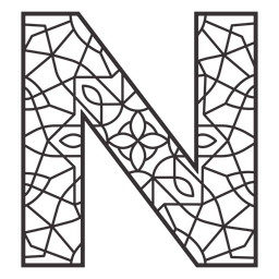 Alphabet Letter N Stroke Mandala PNG & SVG Design For T-Shirts