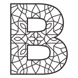 Alphabet letter b stroke mandala PNG Design