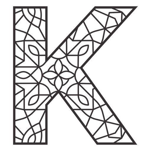 Alphabet letter k stroke mandala PNG Design
