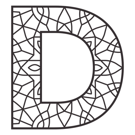 Alphabet letter d stroke mandala PNG Design