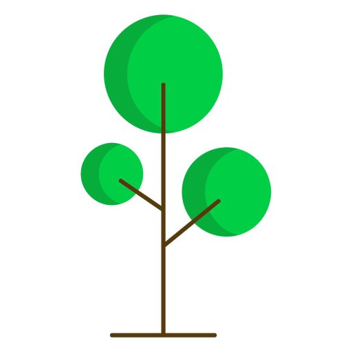 Árbol redondo naturaleza semi plano Diseño PNG