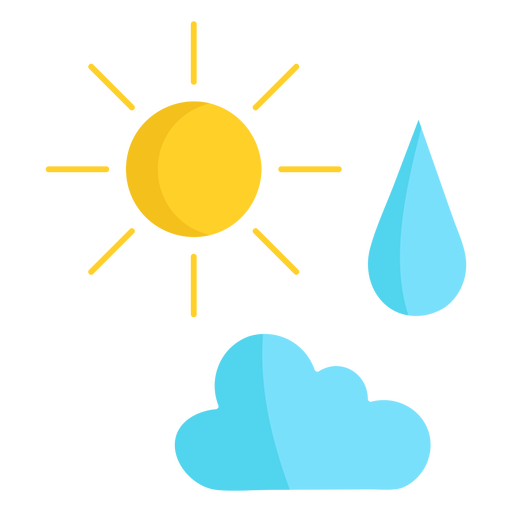 Sun cloud and rain PNG Design