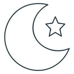 Moon and star stroke icon PNG Design