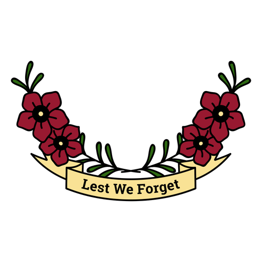 Anzac day rose wreath badge PNG Design