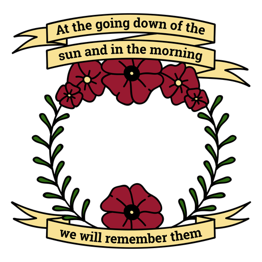 Anzac day flowers wreath badge PNG Design