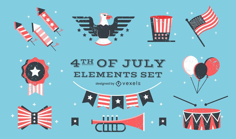 Fourth of july american celebration element set Fourth of july american celebration element set