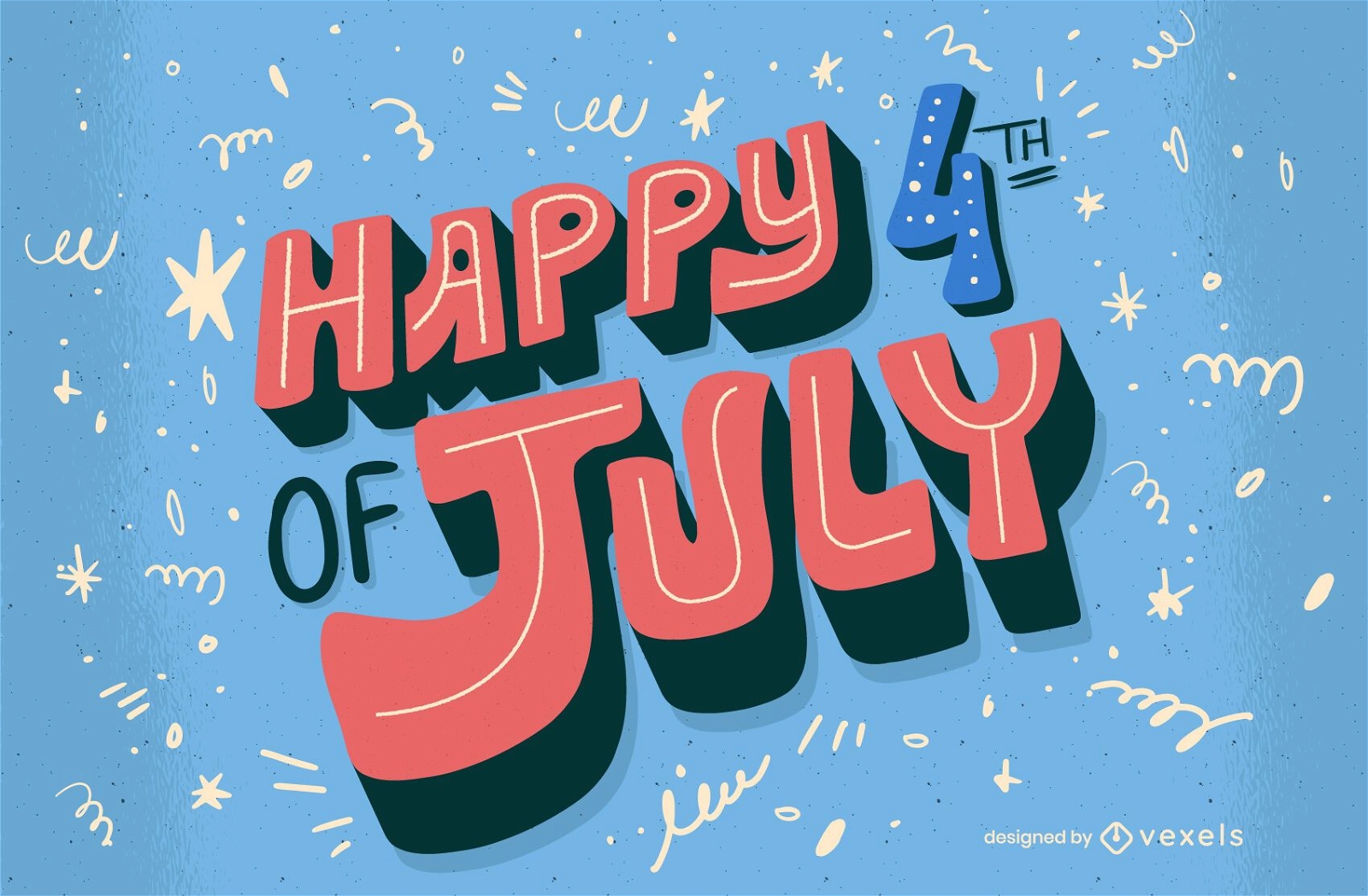 Glücklicher vierter Juli-Feierbeschriftung