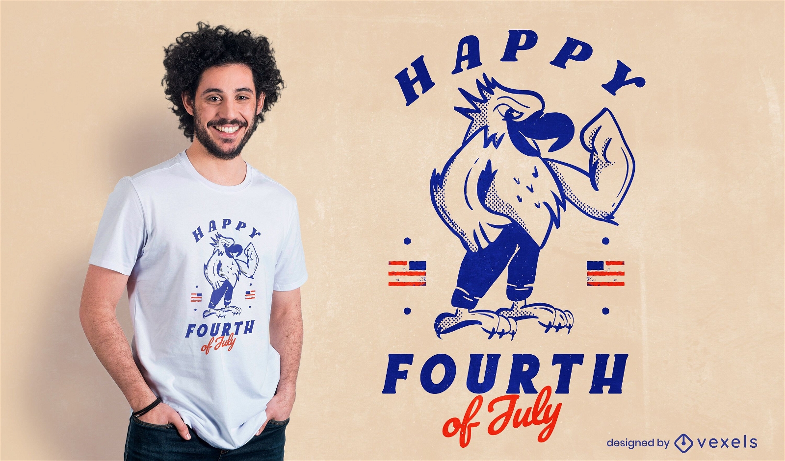 Diseño de camiseta feliz cuatro de julio