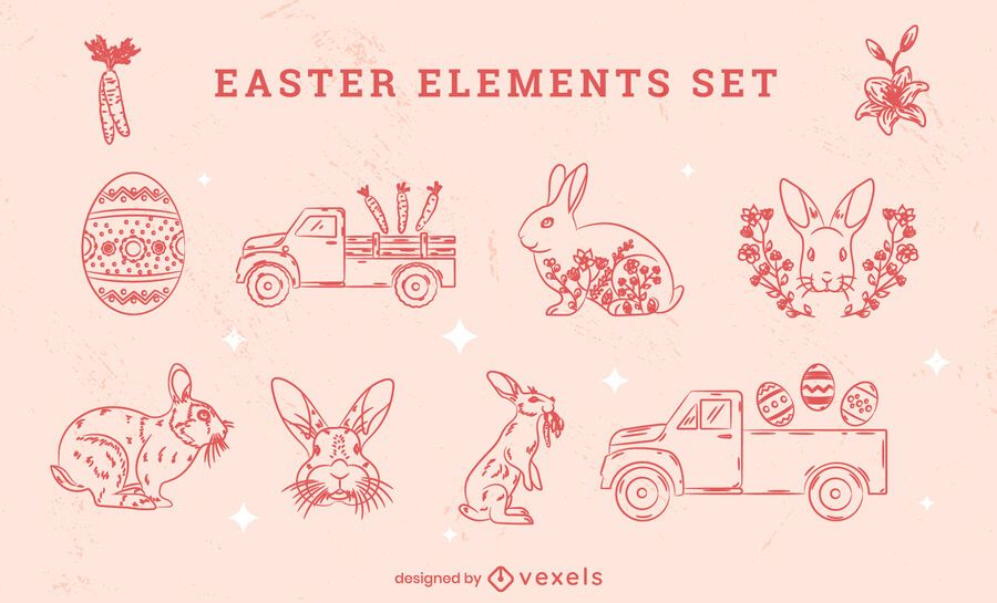 Easter holiday hand-drawn element set Easter holiday hand-drawn element set