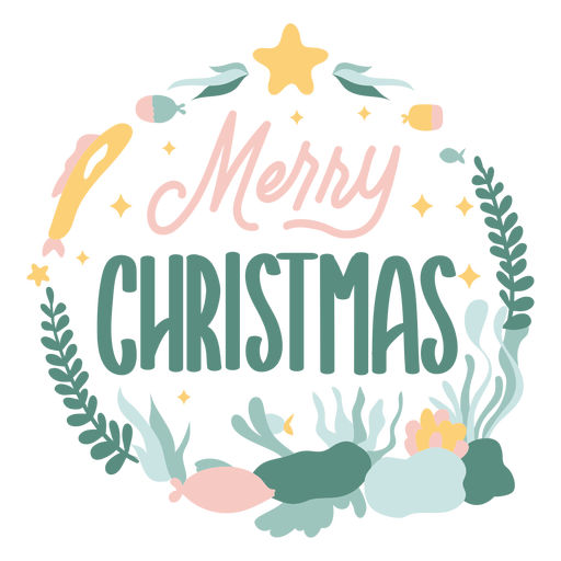 Underwater christmas badge PNG Design