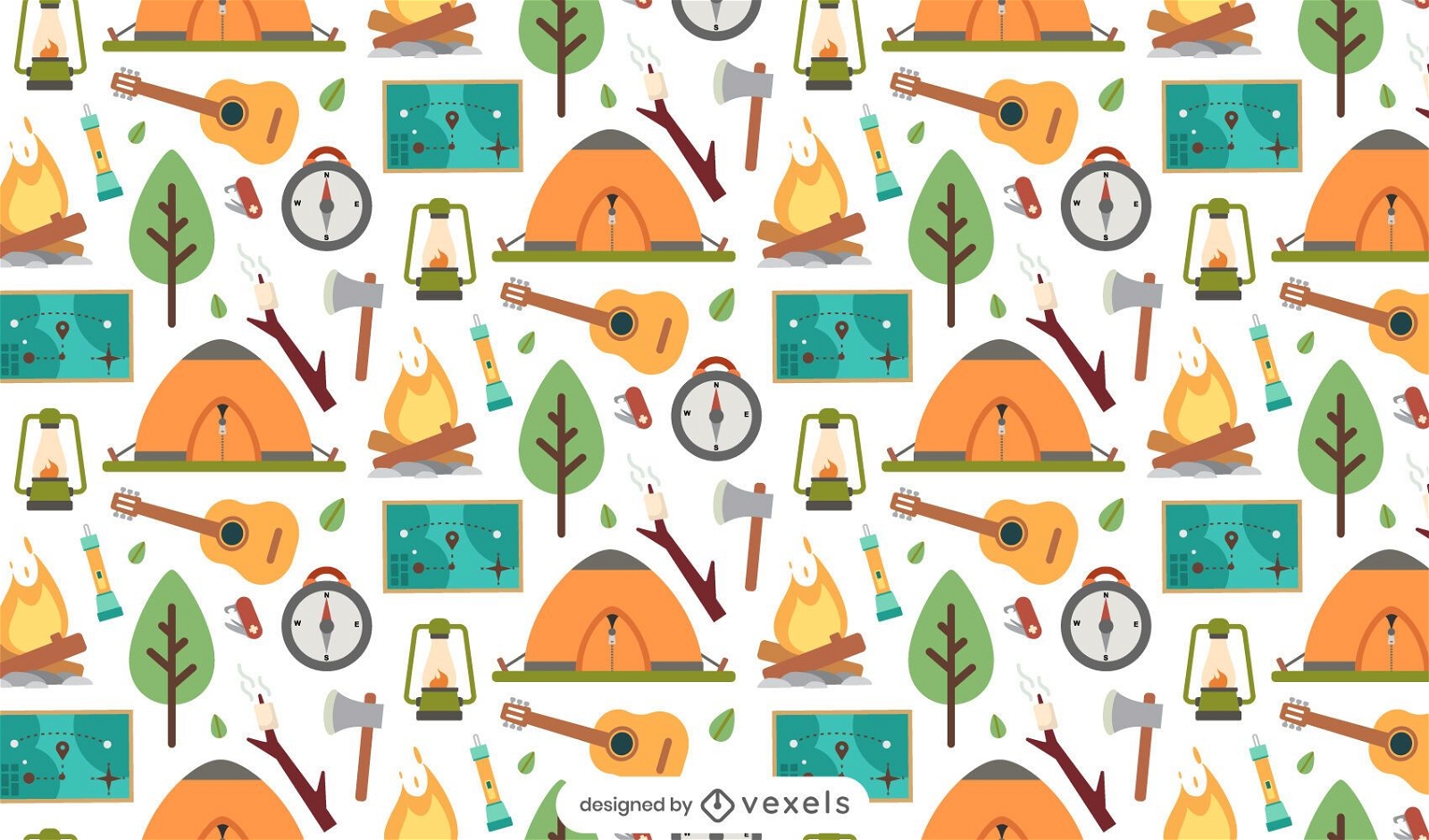 Camping seamless pattern