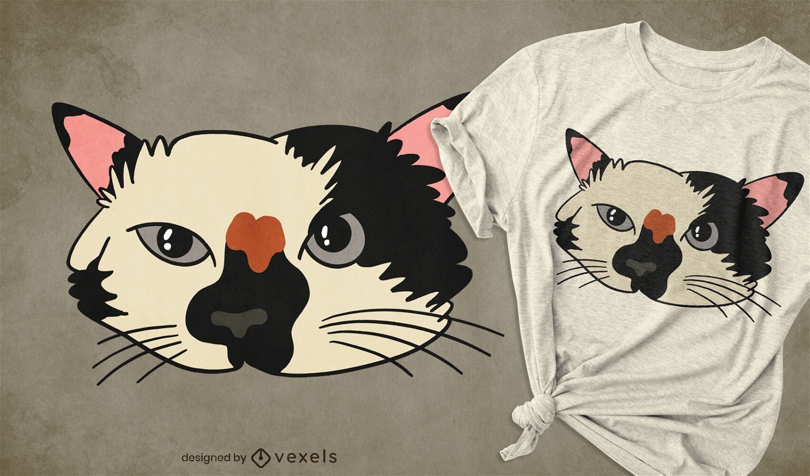 Design de t-shirt com cara de gatinho fofo