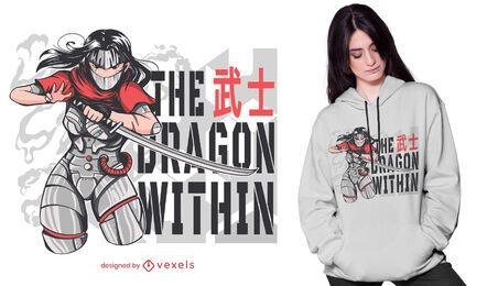 Cyborg Ninja Anime Mädchen T-Shirt Design