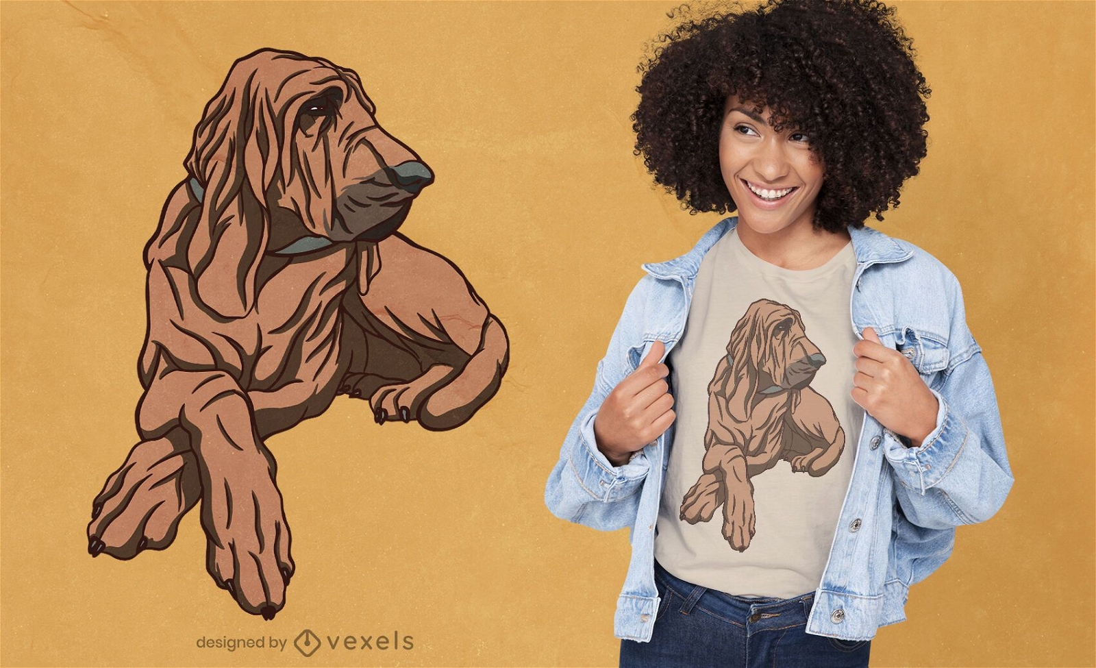 Diseño de camiseta de raza de perro Bloodhound.