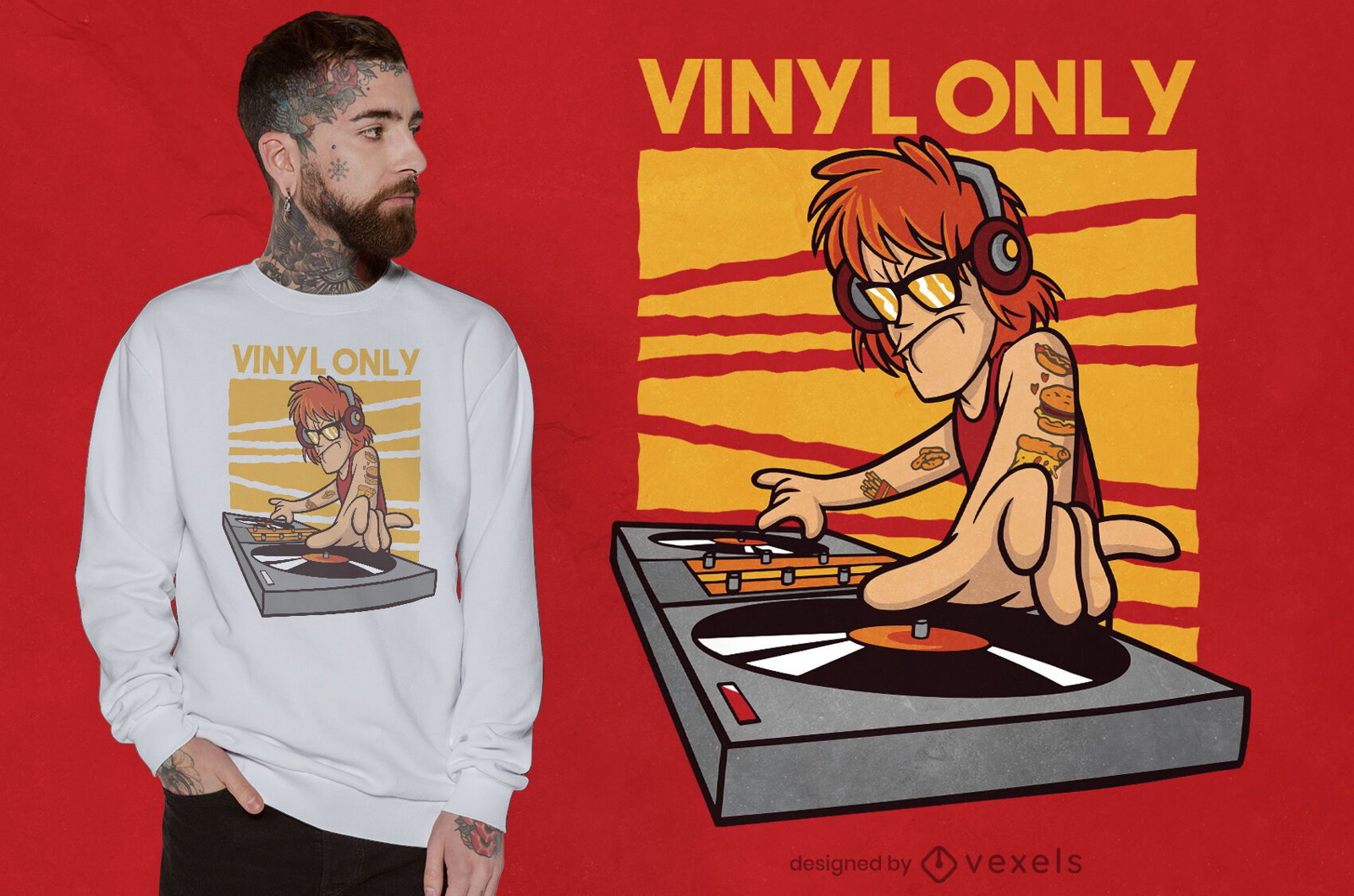 Diseño de camiseta de vinilo con cita de DJ