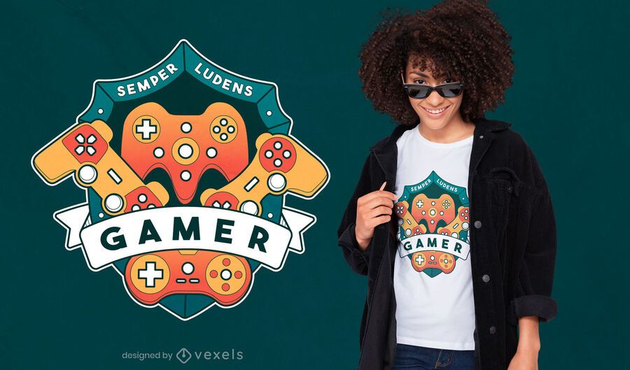 Gamer shield joystick t-shirt design Gamer shield joystick t-shirt design
