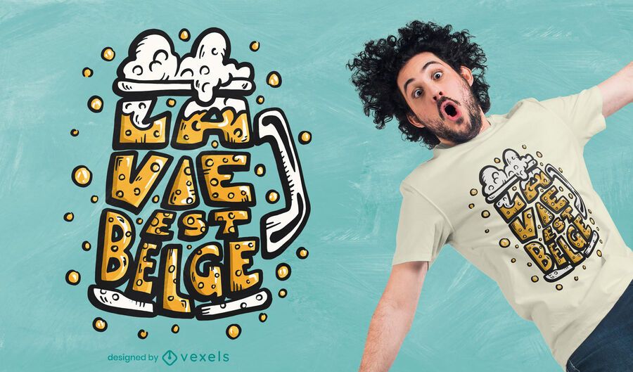 Design de camiseta com citação de cerveja belga Design de camiseta com citação de cerveja belga
