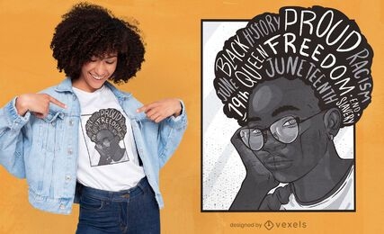Design de t-shirt feminina negra décima primeira