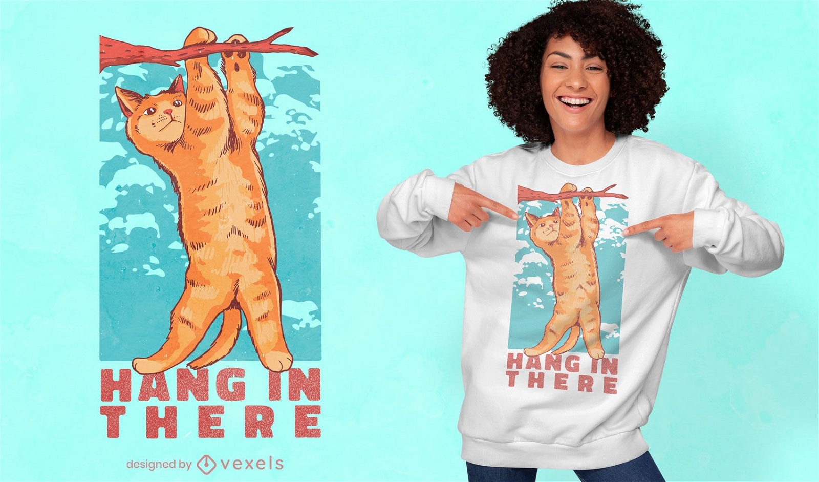 Inspirierende Zitat-T-Shirt-Design der h?ngenden Katze
