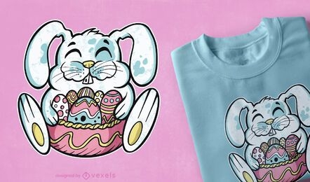 Diseño de camiseta de dibujos animados de conejito de pascua