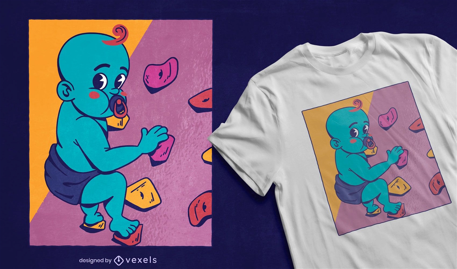 Colorful baby climber t-shirt design