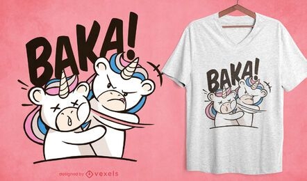 Baka slap unicorn cartoon t-shirt design