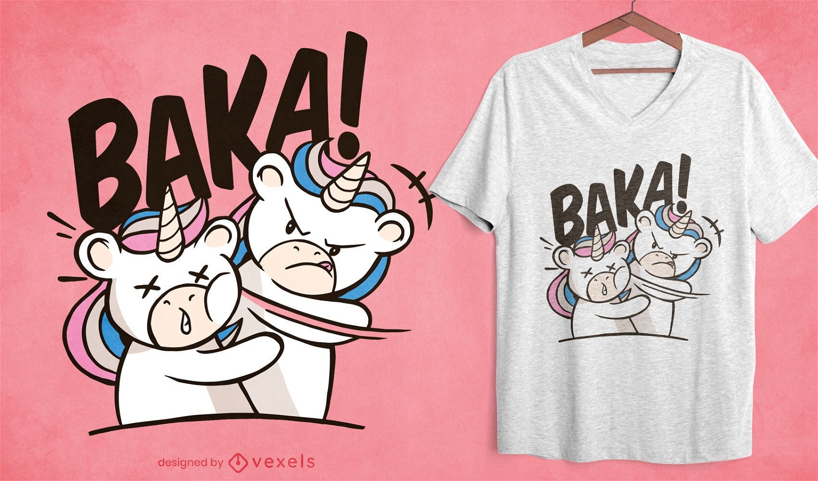 Desenho de t-shirt de desenho animado de unic?rnio Baka slap