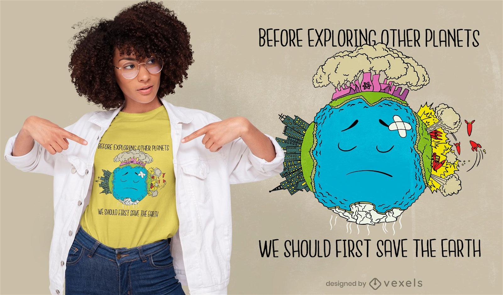 Design de t-shirt Save the Earth