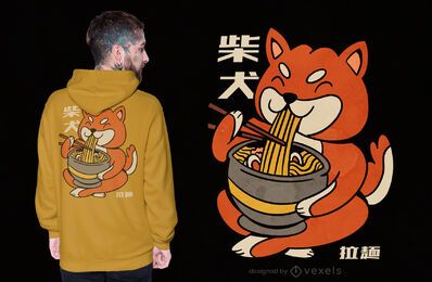 Design de t-shirt Shiba inu dog ramen