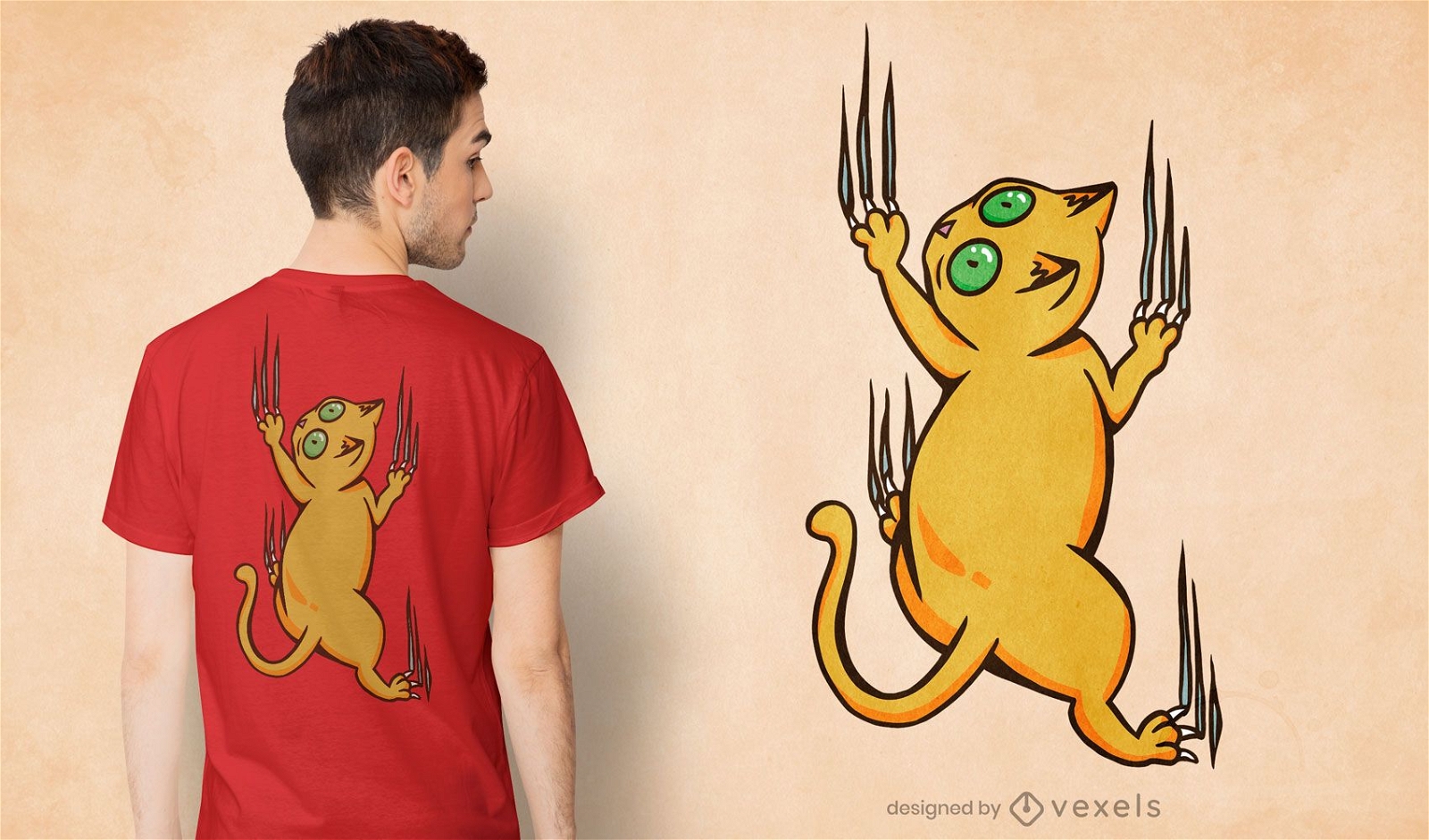 Cat climbing scratches t-shirt design