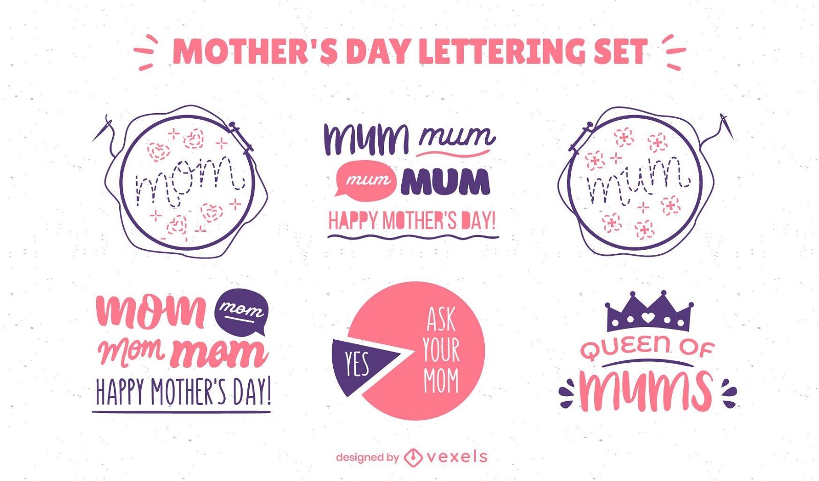 Conjunto de emblemas sazonais do feriado do dia das mães