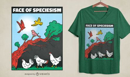 Design de camisetas de galinhas e pássaros do especismo