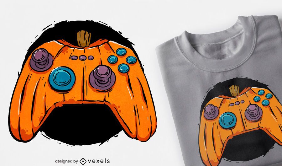 Pumpkin joystick gamer t-shirt design Pumpkin joystick gamer t-shirt design