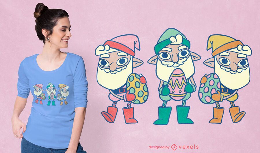 Easter gnomes cartoon t-shirt design Easter gnomes cartoon t-shirt design